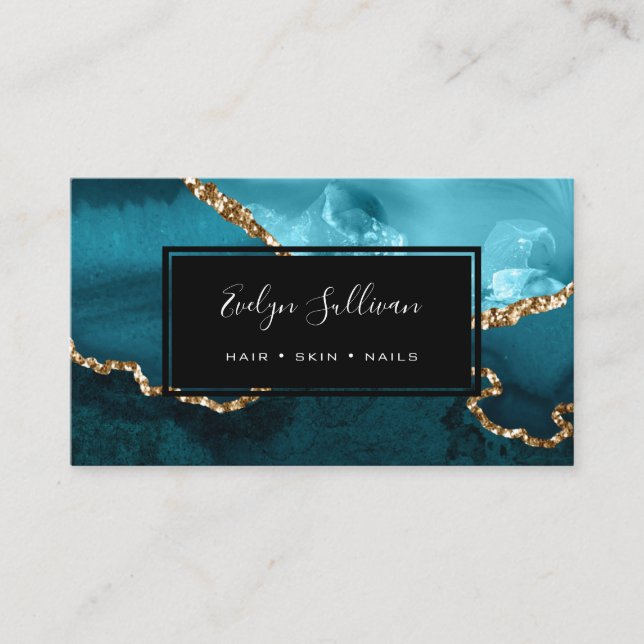 teal agate business card (Front)