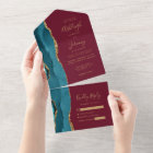 Teal Agate Gold Burgundy Wedding
