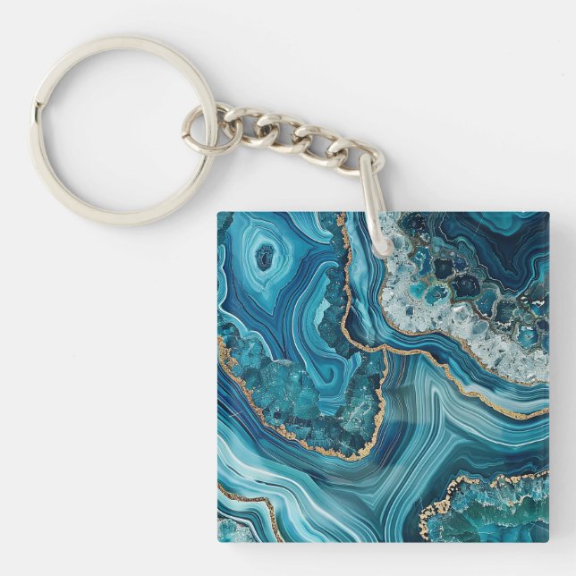 Teal Agate Keychain (Front)