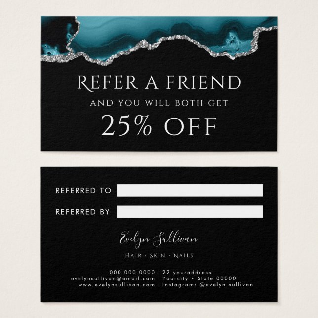 teal agate Referral Card (Front & Back)