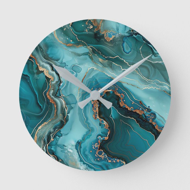 Teal Agate Wall Clock (Front)