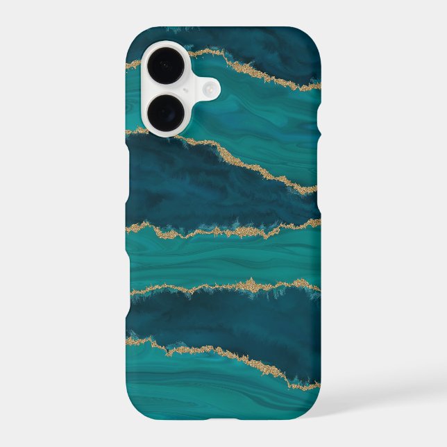 Teal Agate Waves – Abstract Marble with Gold (Back)