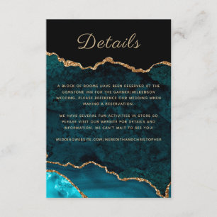 Teal Agate Wedding Details Enclosure Card
