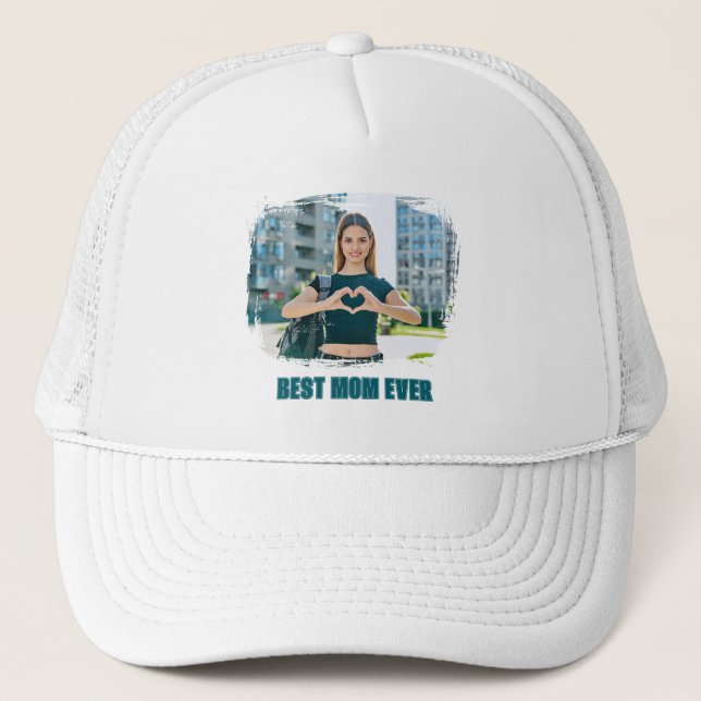 Teal All Caps Best Mum Ever Photo (Front)