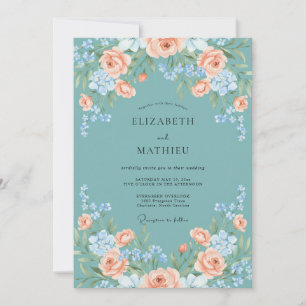 Teal Alluring Botanical Wedding Invitation
