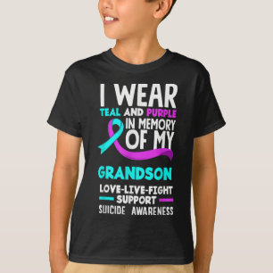 Teal & Purple In Memory Of My Grandson Suicide T-Shirt