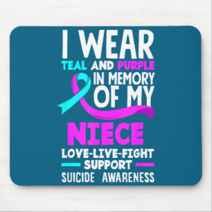 Teal &amp; Purple In Memory Of My Niece Suicide Pr Mouse Pad