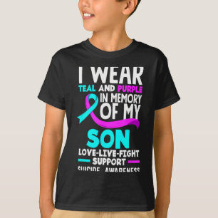 Teal & Purple In Memory Of My Son Suicide Prev T-Shirt