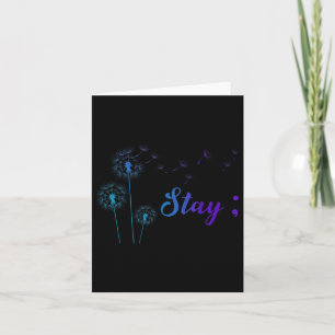 Teal & Purple Ribbon Dandelion Suicide Prevent Card