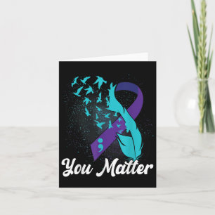 Teal & Purple Ribbon Semicolon Suicide Prevent Card