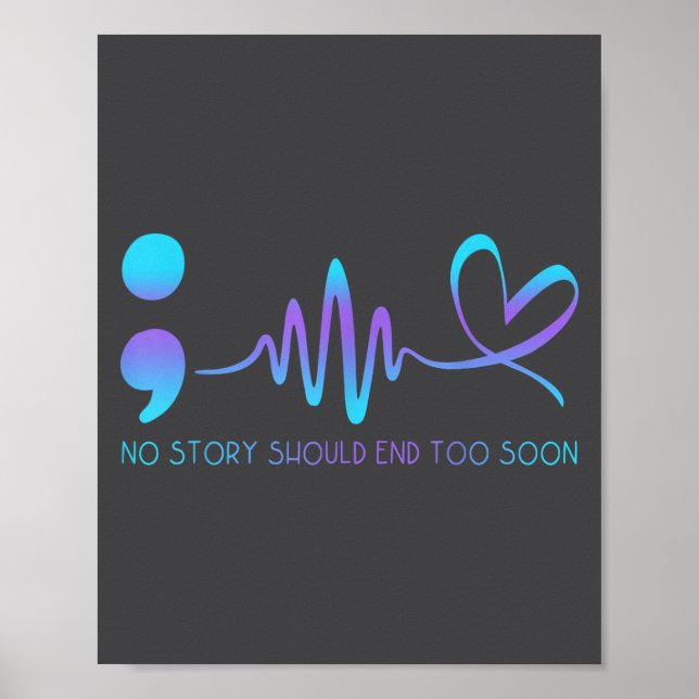 Teal &amp; Purple Semicolon Suicide Prevention Awa Poster (Front)