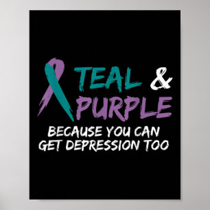 Teal & Purple Suicide Awareness Mental Health Poster