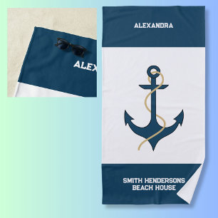 Teal Anchor Privat name Beach House Beach Towel