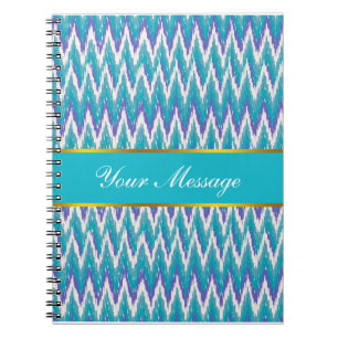 Teal and Amethyst iKat ZigZag pattern Spiral Notebook