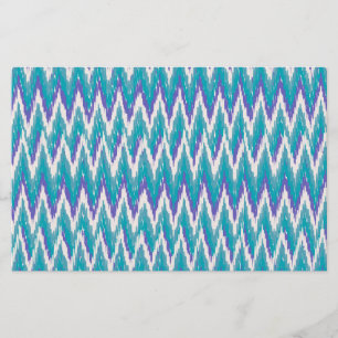 Teal and Amethyst iKat ZigZag pattern Stationery