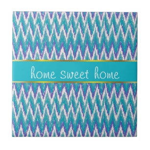 Teal and Amethyst iKat ZigZag pattern Tile