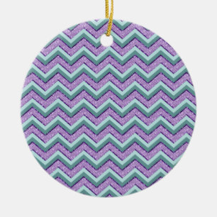 Teal and Amethyst ZigZag Ceramic Tree Decoration