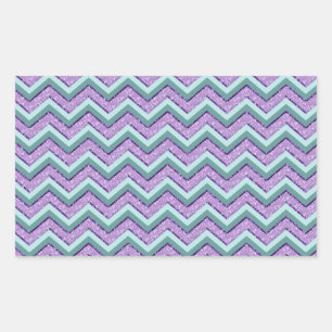 Teal and Amethyst ZigZag Rectangular Sticker