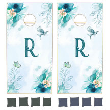 Teal and Aqua Watercolor Monogram Wedding