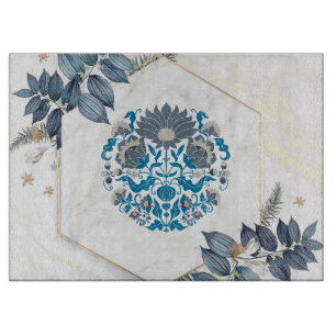 Teal and Beige Mandala Graphic Artwork Cutting Board