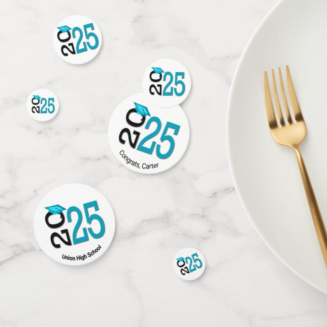 Teal and Black 2025 Graduation  Confetti (Group)