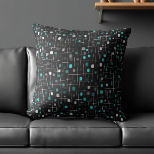 Teal and Black Abstract Pattern Cushion