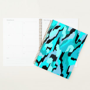 Teal and Black Abstract Print Planner