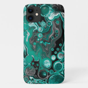Teal and Black Bubbles Digital Fluid Art Cells   Case-Mate iPhone Case