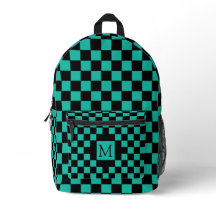 Teal and Black Chequerboard Pattern Monogram