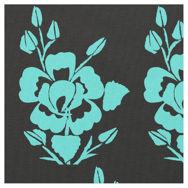 Teal and Black Combed Cotton Fabric (Close Up)