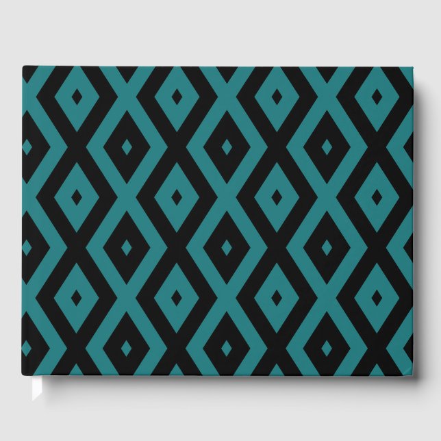 Teal and black diamond pattern guest book (Front)
