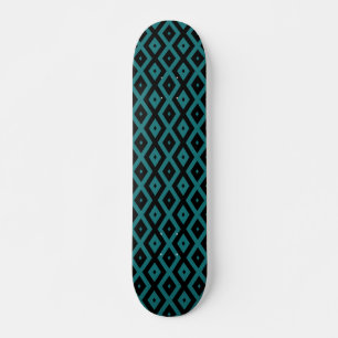 Teal and black diamond pattern skateboard