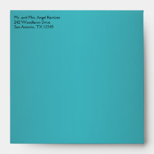 Teal and Black Envelope for Square Invitation