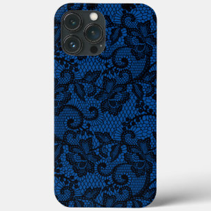 Teal And Black Faux Lace   iPhone 13 Pro Max Case