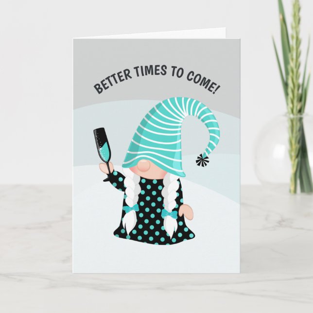 Teal and Black Female Gnome Happy Holidays Photo Holiday Card (Front)