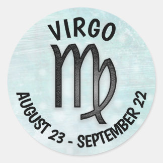 Teal and Black Horoscope sign Virgo Symbol Classic Round Sticker
