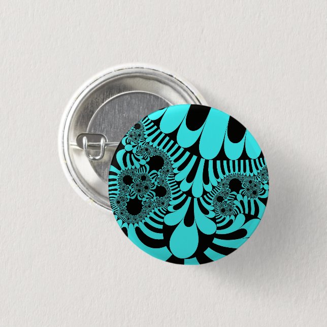 Teal and Black Mod 3 Cm Round Badge (Front & Back)