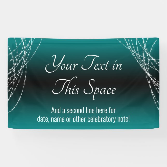 Teal and Black Ombre Lights Add Your Custom Text Banner (Horizontal)