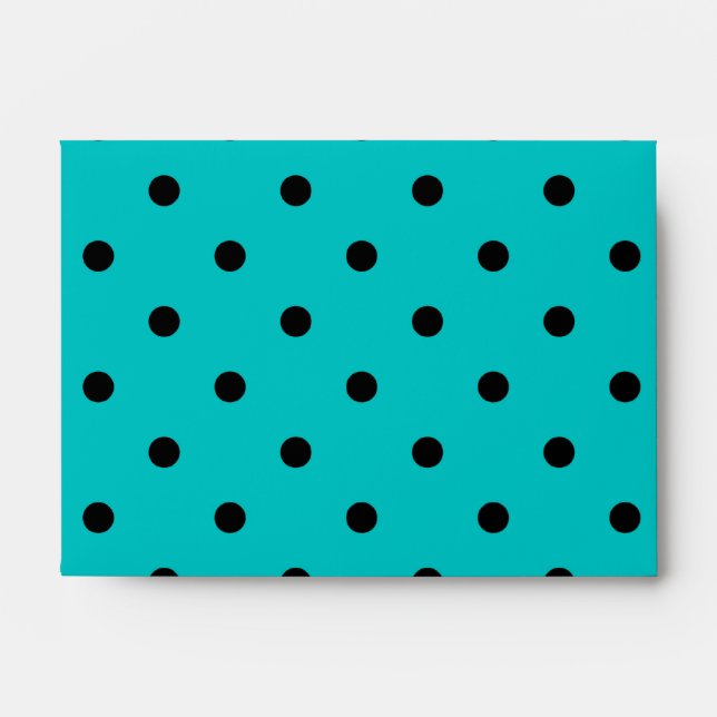 Teal and Black Polka Dot Pattern. Custom Monogram. Envelopes (Front)