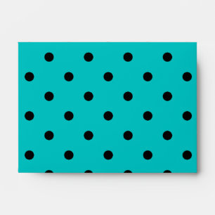 Teal and Black Polka Dot Pattern. Custom Monogram. Envelopes
