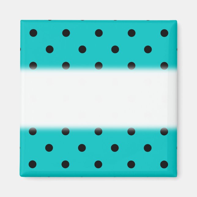 Teal and Black Polka Dot Pattern. Magnet (Front)