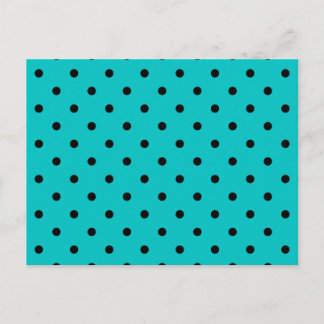 Teal and Black Polka Dot Pattern. Postcard