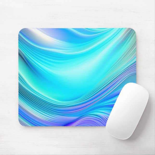 Teal and Blue Abstract Ai Art Silky Satin Rolls Mouse Pad (With Mouse)