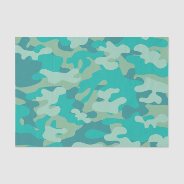 Teal and Blue Camo Tissue Paper (Front)