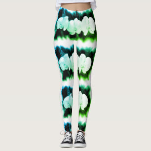 Teal and Blue Orchids Leggings