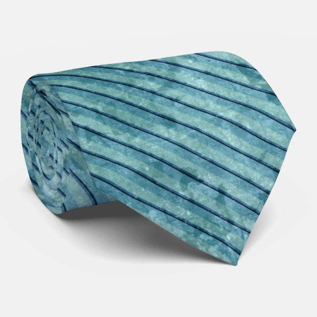 teal and blue traditional stripe pattern tie (Rolled)