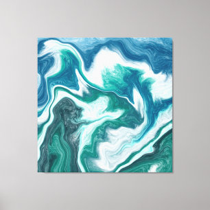 Teal and Blue Turquoise Water Ocean Marble Canvas Print