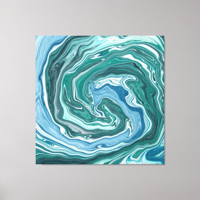 Teal and Blue Turquoise Water Ocean Swirls   Canvas Print (Front)