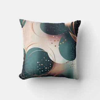 Teal and blush pink abstract modern design cushion