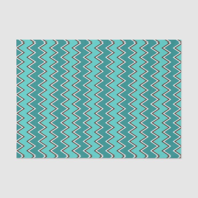 Teal and Brown Chevron Tissue Paper (Front)